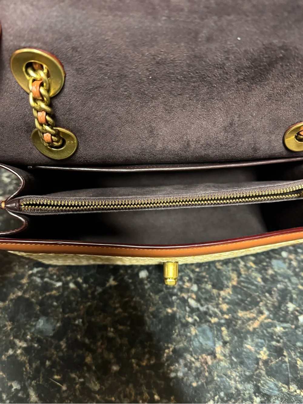 Coach Parker 18 69624 Tea Rose Straw Leather Chain Shoulder Bag Crossbody Rare